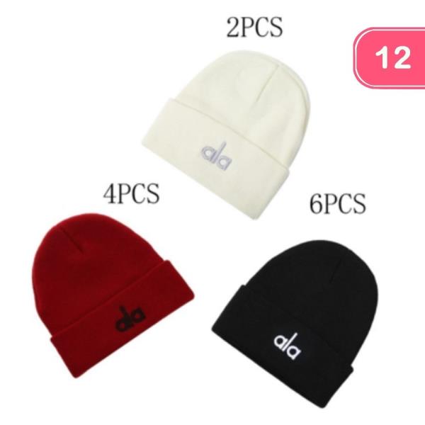 KNIT BEANIE WITH EMBROIDERY  (12 UNITS)