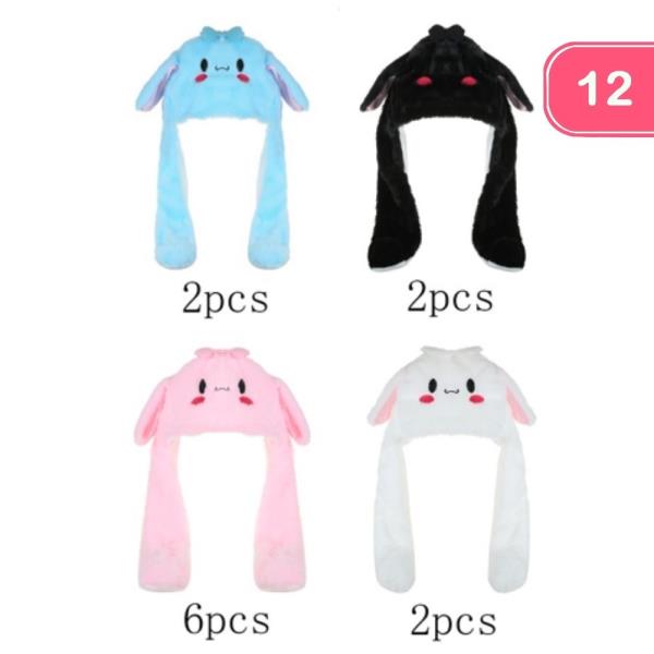 PLUSH BUNNY EAR FUR-LINED WINTER HAT (12 UNITS)