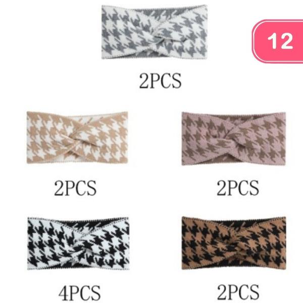 HOUNDSTOOTH KNIT HEADWRAP (12 UNITS)