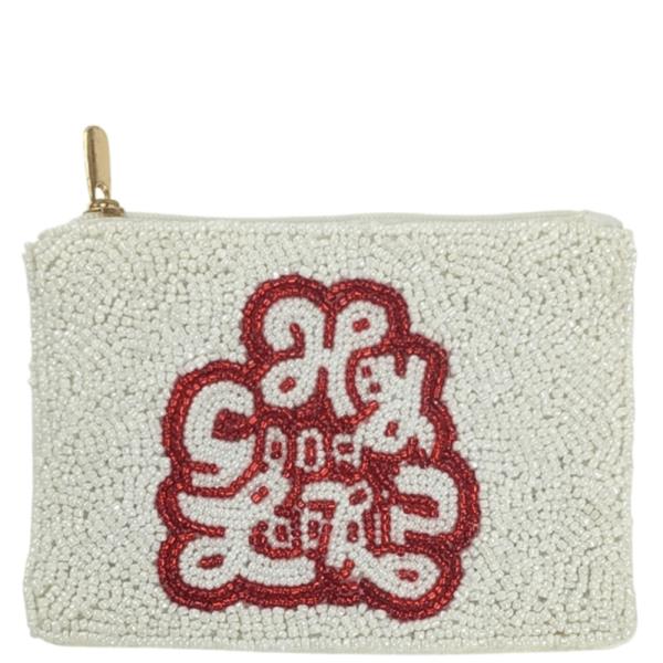 HEY GOOD LOOKING BEADED ZIPPER COIN PURSE BAG POUCH