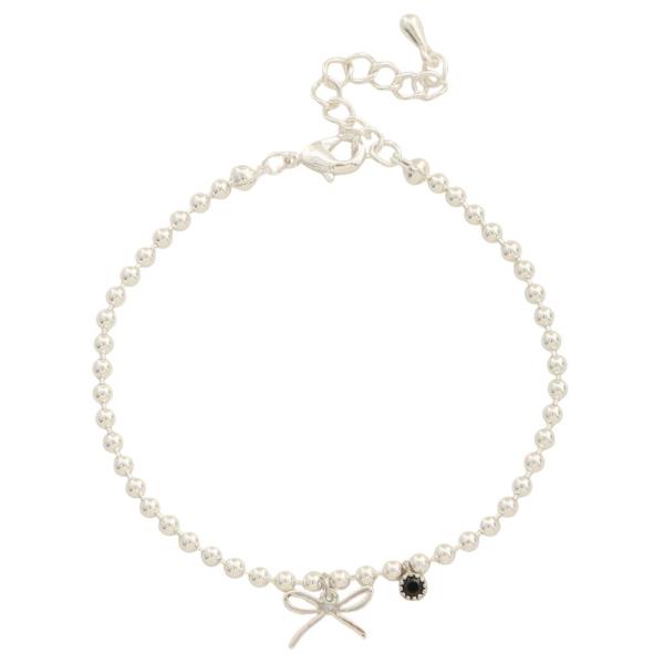 SODAJO RIBBON BOW CHARM CRYSTAL BALL BEAD LINK GOLD DIPPED BRACELET