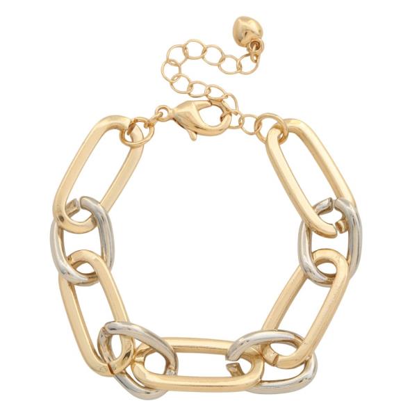 SODAJO TWO TONE OVAL LINK GOLD DIPPED BRACELET