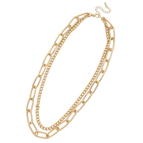 SODAJO OVAL LINK CHAIN LINK GOLD DIPPED LAYERED NECKLACE
