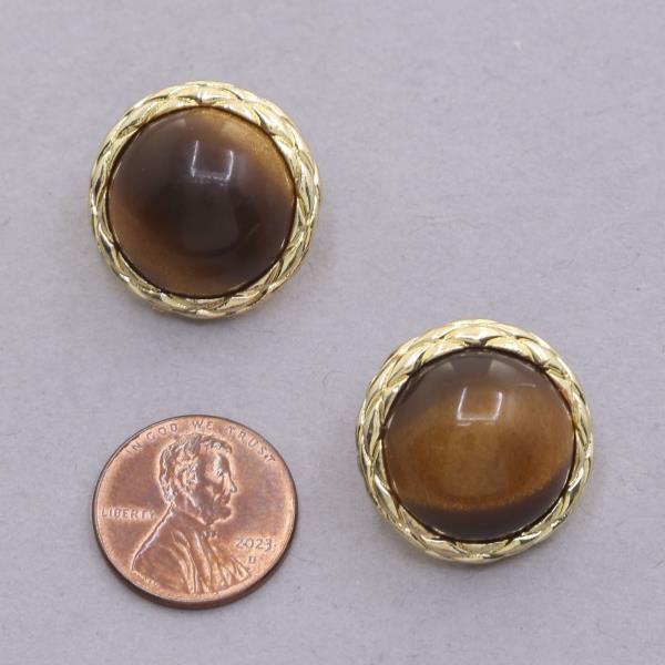 SODAJO ACETATE STONE ROUND GOLD DIPPED EARRING