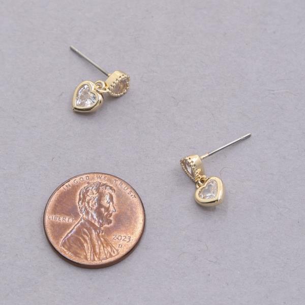 SODAJO DOUBLE HEART CRYSTAL LINK GOLD DIPPED EARRING