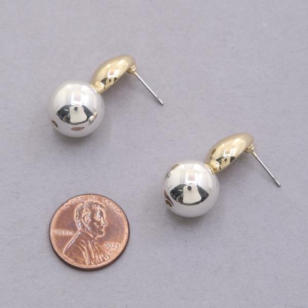 SODAJO TWO TONE TEARDROP METAL GOLD DIPPED EARRING