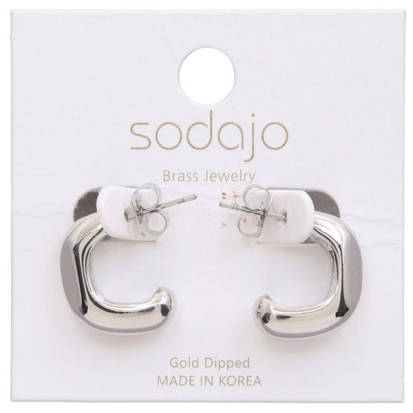 SODAJO SQUARE SHAPE OPEN HOOP GOLD DIPPED EARRING