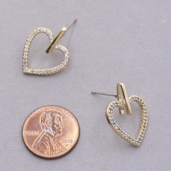 SODAJO HEART SHAPE RHINESTONE GOLD DIPPED EARRING