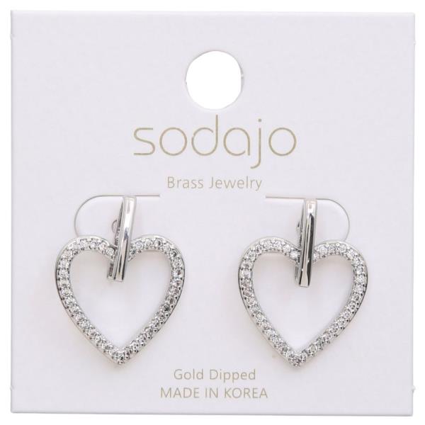 SODAJO HEART SHAPE RHINESTONE GOLD DIPPED EARRING