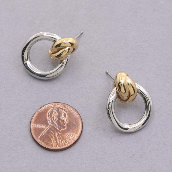 SODAJO TWO TONE ROUND LINK GOLD DIPPED EARRING