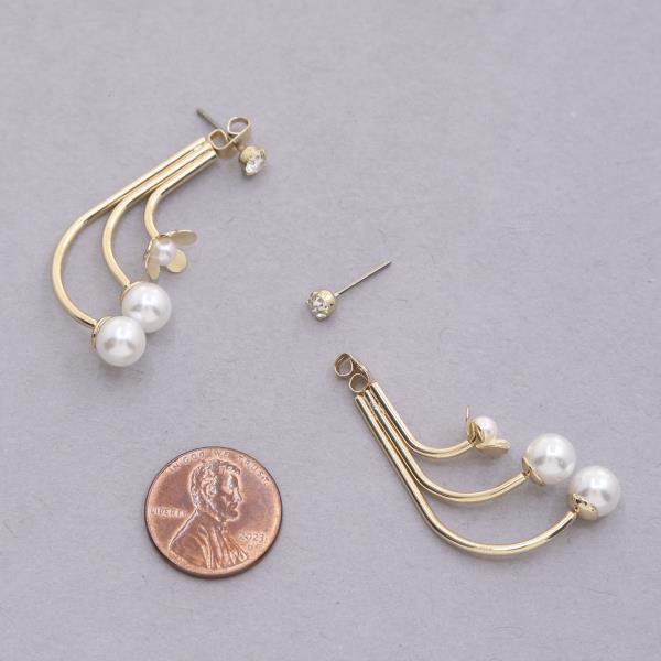 SODAJO PEARL BEAD METAL GOLD DIPPED EARRING