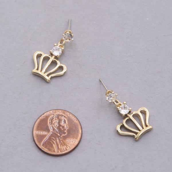 SODAJO CROWN CRYSTAL GOLD DIPPED DANGLE EARRING