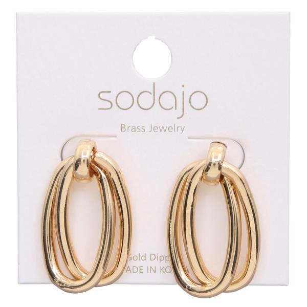 SODAJO DOUBLE OVAL METAL GOLD DIPPED EARRING
