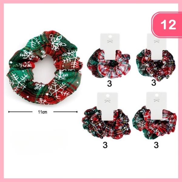 CHRISTMAS HAIR SCRUNCHIES (12 UNITS)