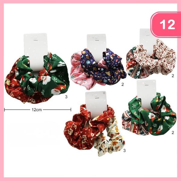 CHRISTMAS HAIR SCRUNCHIES (12 UNITS)