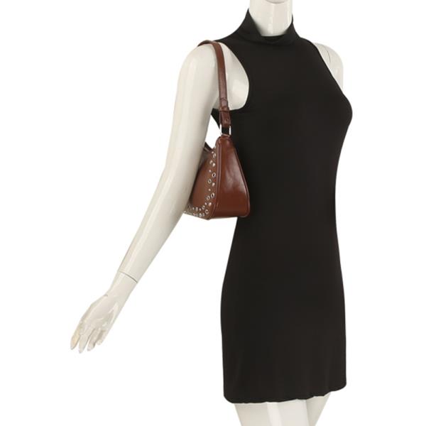 CURVE STUDDED SHOULDER BAG