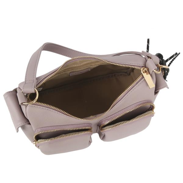 FASHION ZIPPER DESIGN SHOULDER BAG W KEYCHAIN