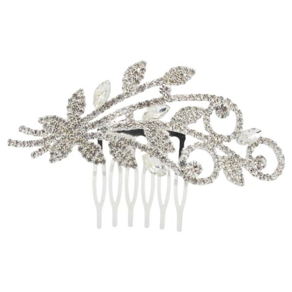 RHINESTONE FLORAL LEAF HAIR COMB