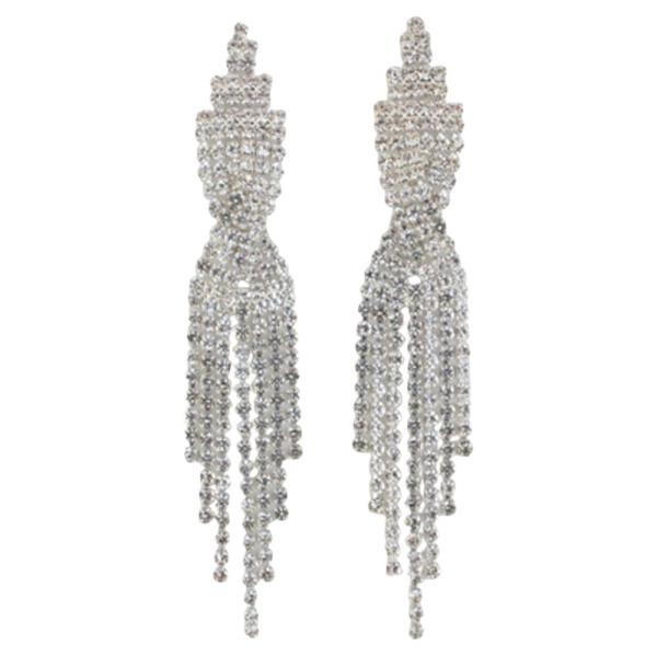 RHINESTONE LINEAR TASSEL EARRINGS