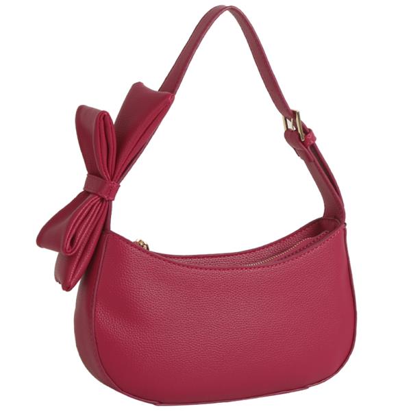 TEXTURED BOW DESIGN SHOULDER BAG