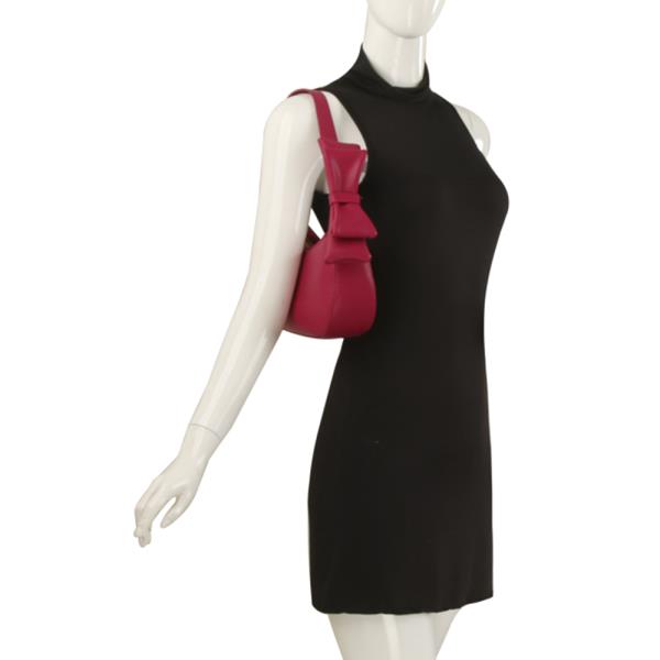 TEXTURED BOW DESIGN SHOULDER BAG