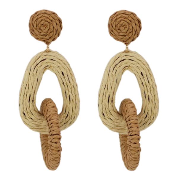 TWINE TEARDROP ROUND LINK DANGLE EARRING