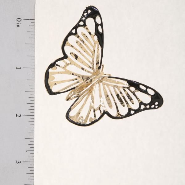 TWO TONE METAL BUTTERFLY EARRING