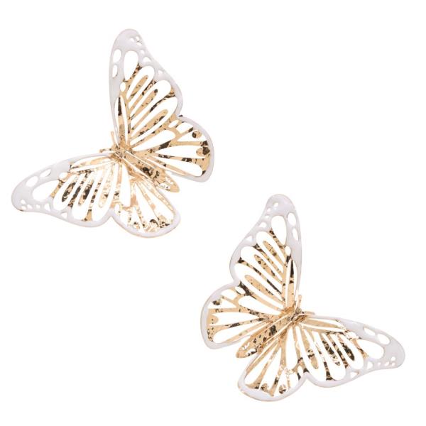 TWO TONE METAL BUTTERFLY EARRING