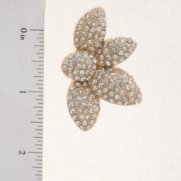RHINESTONE FLOWER METAL EARRING