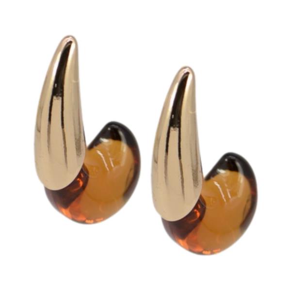 HALF RESIN HALF METAL OPEN TEARDROP DOME EARRING