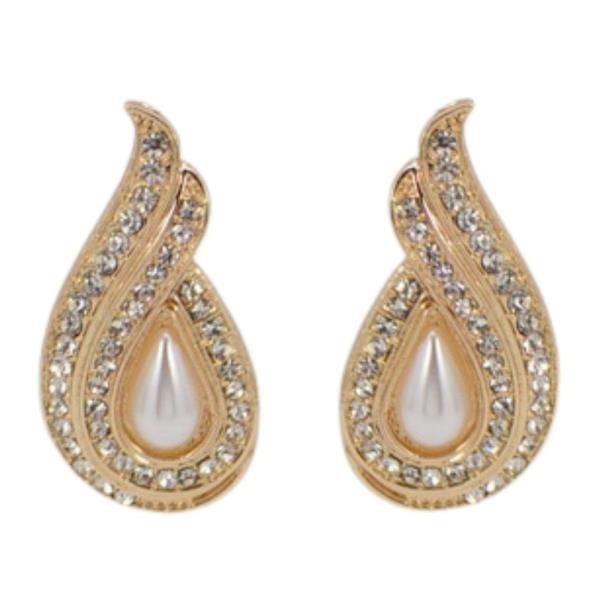 PEARL TEARDROP RHINESTONE EARRING