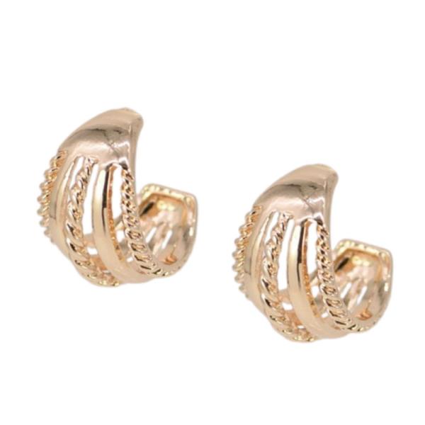 TWISTED LINED LINK OPEN HOOP EARRING