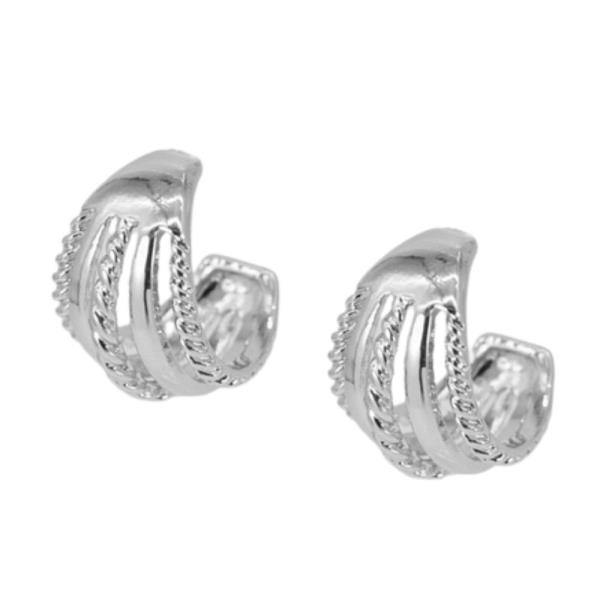 TWISTED LINED LINK OPEN HOOP EARRING