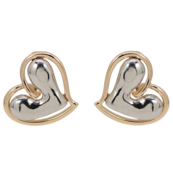 TWO TONE HEART SHAPE EARRING