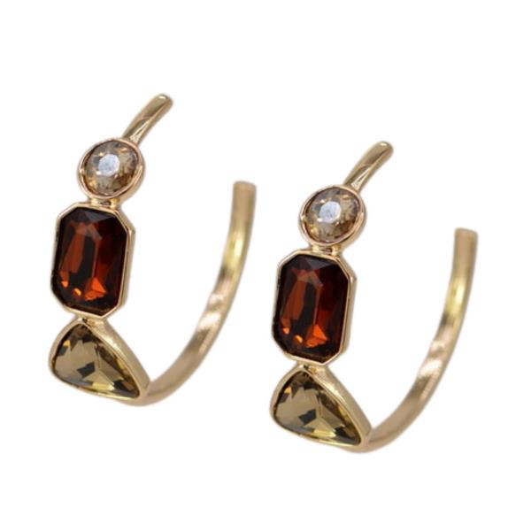 COLOR STONE OPEN HOOP EARRING