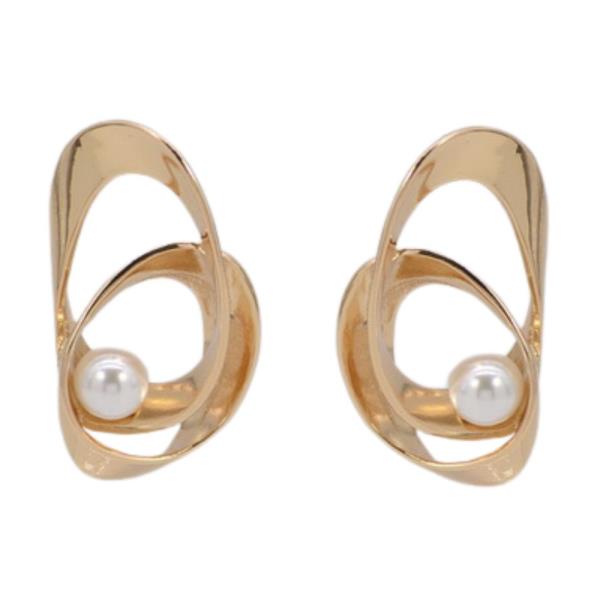 PEARL BEAD SWIRL METAL EARRING