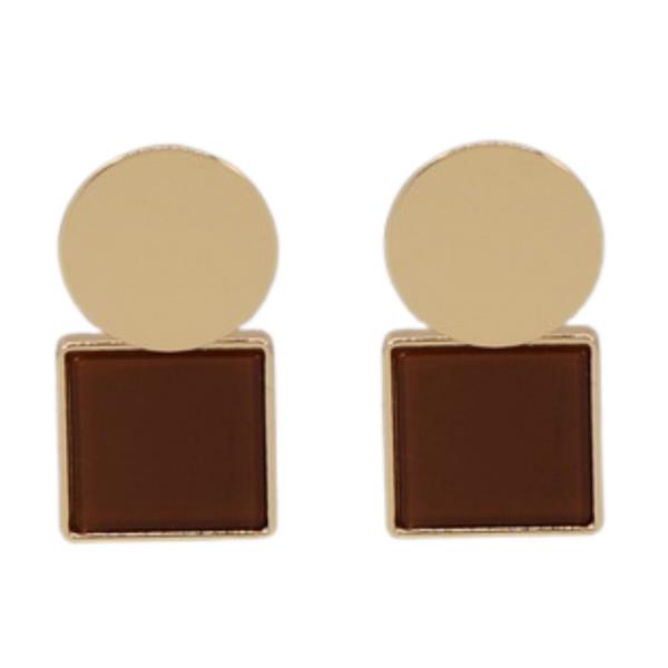 ROUND METAL SQUARE EARRING