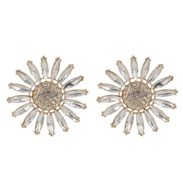 FLOWER RHINESTONE METAL EARRING
