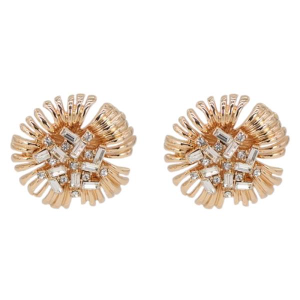 RHINESTONE METAL FLOWER SHAPE EARRING