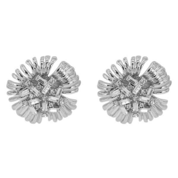 RHINESTONE METAL FLOWER SHAPE EARRING