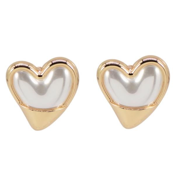 PEARL METAL HEART SHAPE EARRING