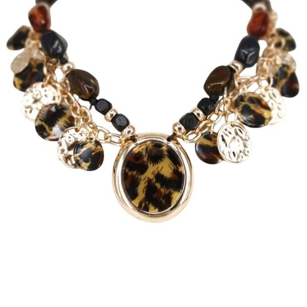 FRINGE MIXED BEAD DROP STATEMENT NECKLACE