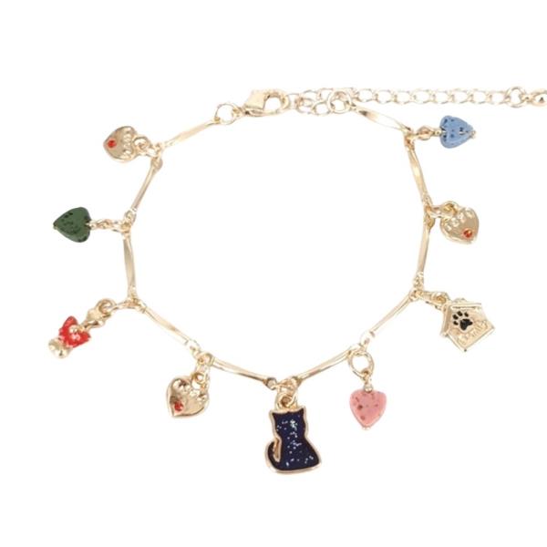 CAT HART MULTI CHARM MIX ORNAMENT BRACELET