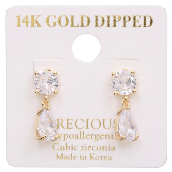 14K GOLD DIPPED CRYSTAL DANGLE EARRING