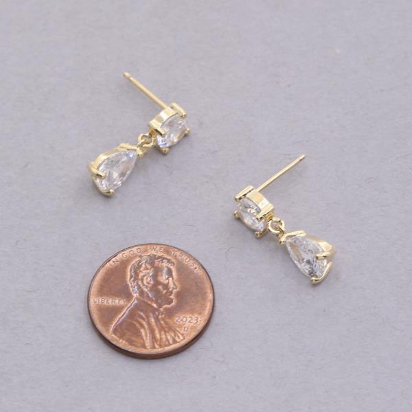 14K GOLD DIPPED CRYSTAL DANGLE EARRING