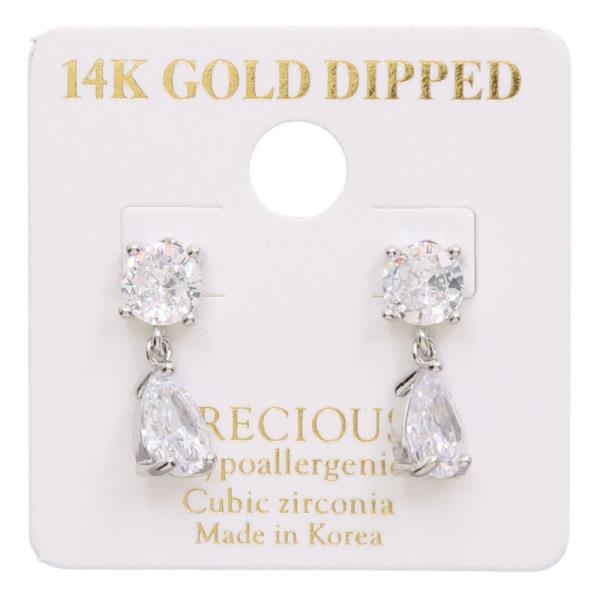 14K GOLD DIPPED CRYSTAL DANGLE EARRING