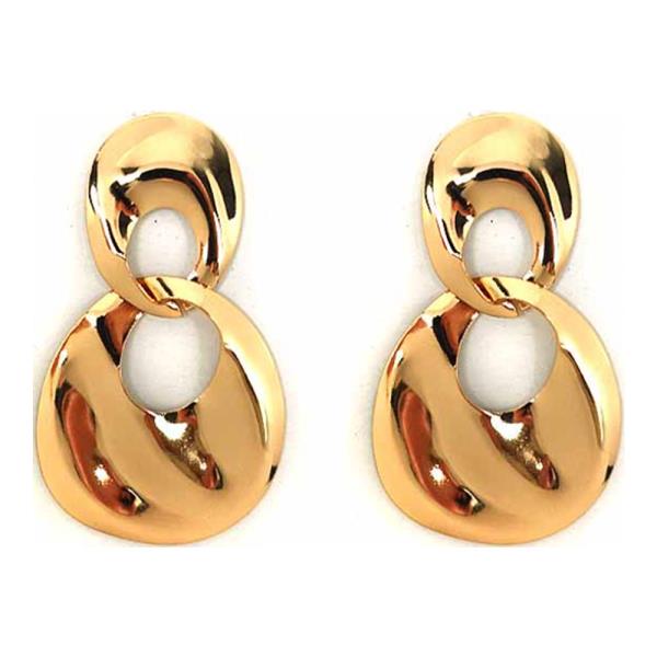 ROUND METAL LINK DANGLE EARRING