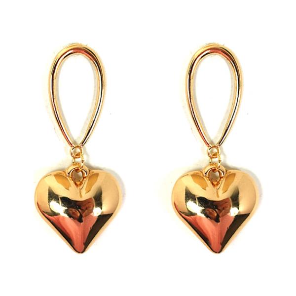METAL TEARDROP HEART DANGLE EARRING