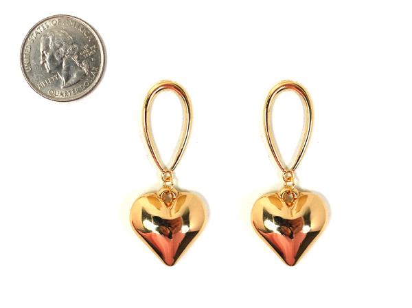 METAL TEARDROP HEART DANGLE EARRING