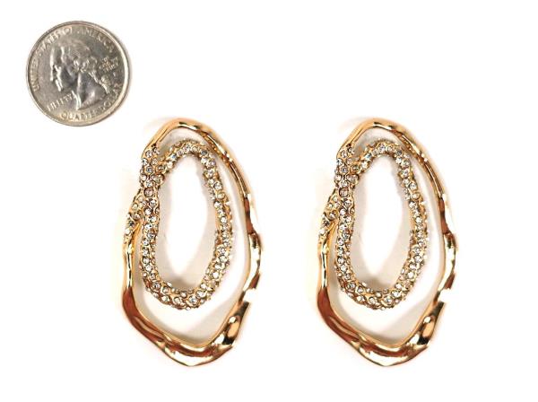 RHINESTONE METAL MIX OVAL STUD EARRING